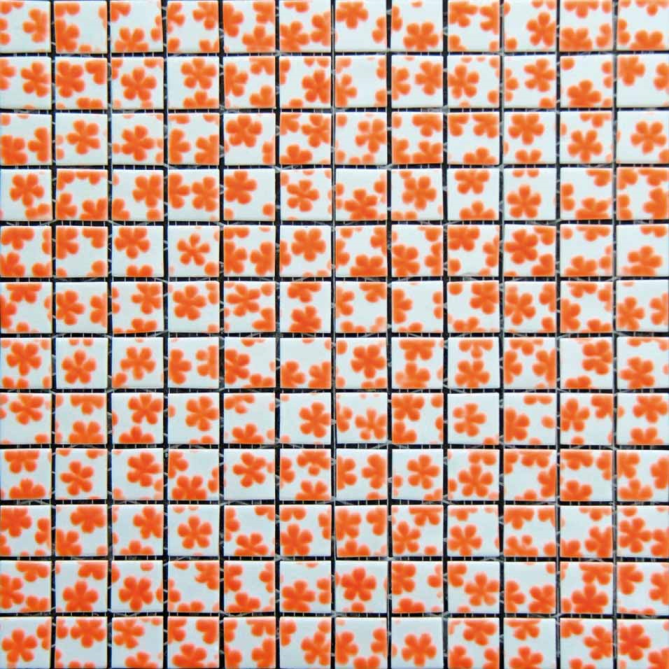 Pate de Verre 2.4 x 2.4 cm Fleur Orange MOS, par 100g