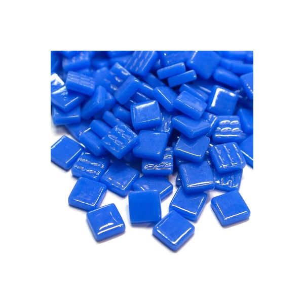 Pate de Verre 1.2 x 1.2 cm - Bleu Moyen Unis, Par 100 g